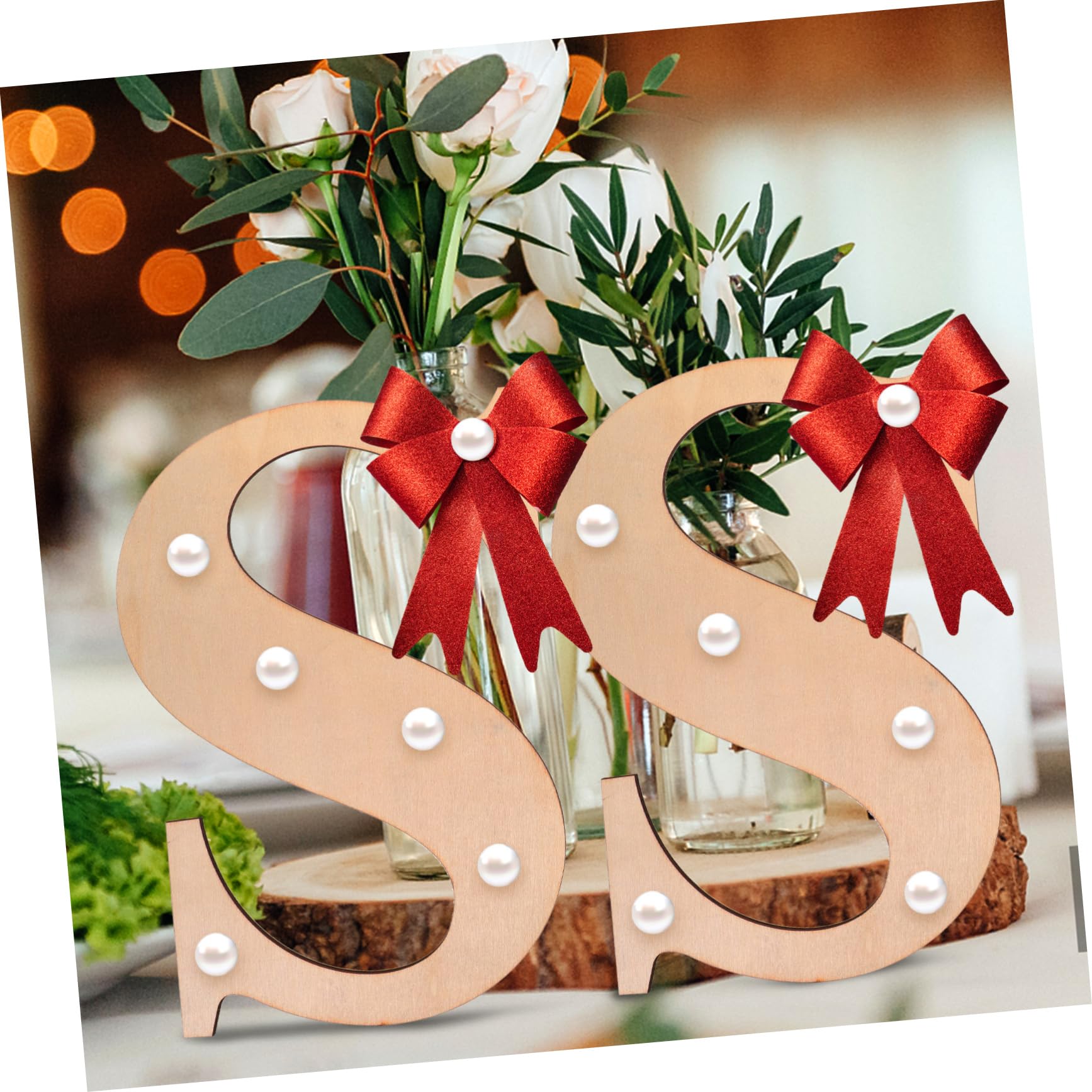 SEWACC Rustic Home Decor 2pcs Wooden Letters Set Large Unfinished s Shape Alphabet