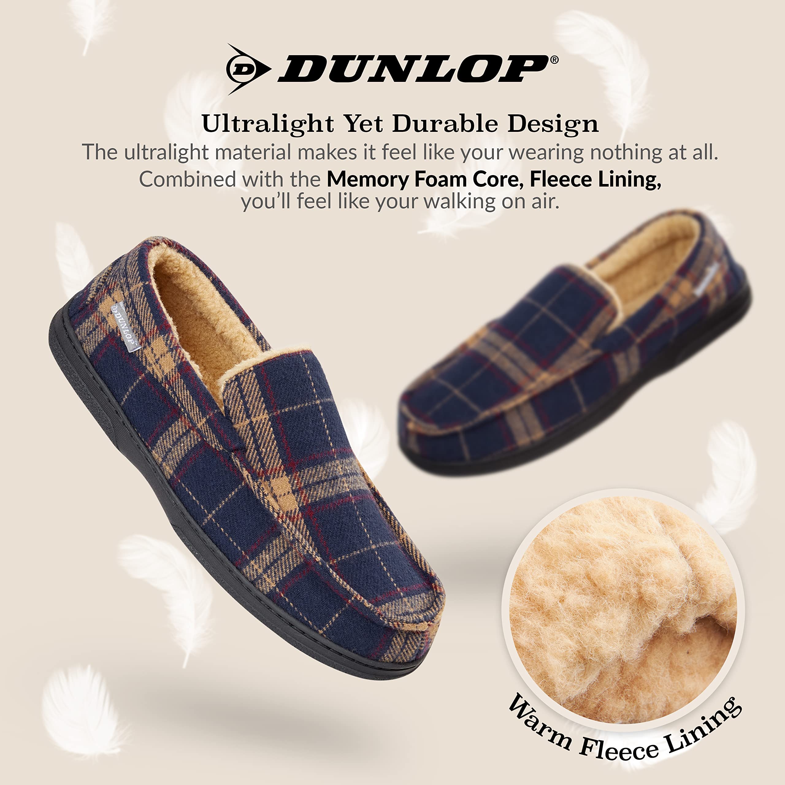 DUNLOP Pantofole Uomo Ciabatte Invernali da Casa Calde Comode Antiscivolo Memory Foam