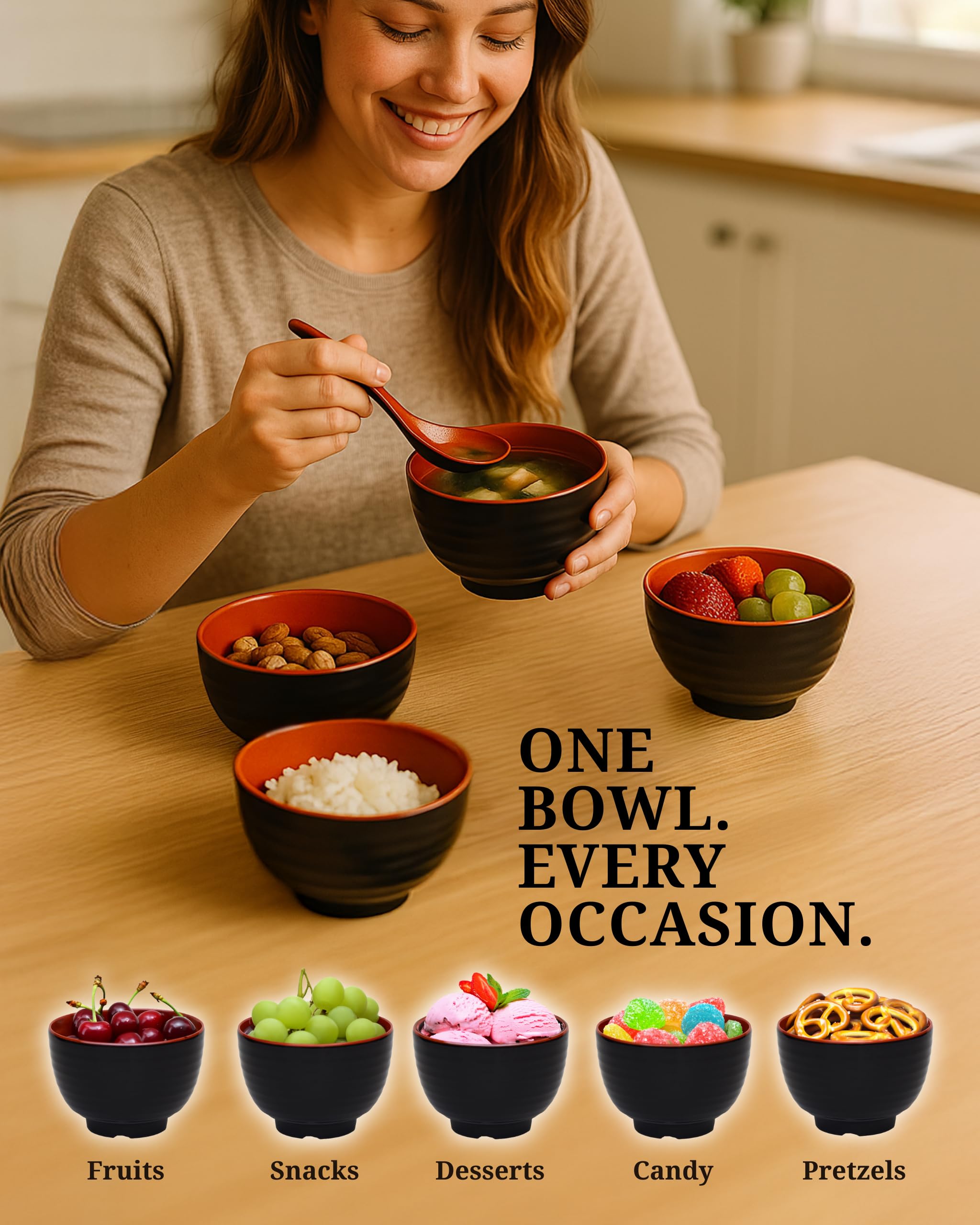 Amazon.com | APEX S.K. Miso Soup Bowls and Spoons Set Japanese