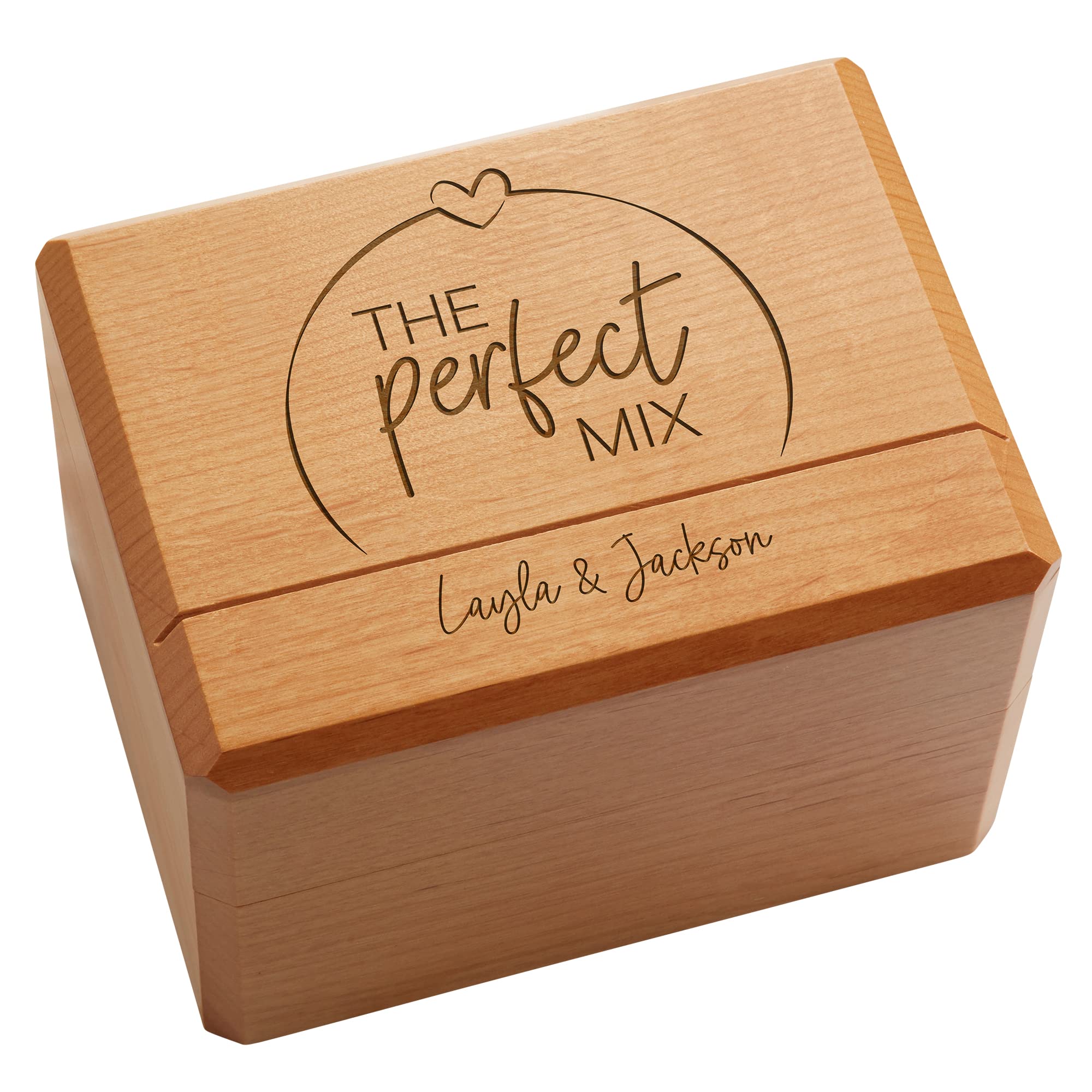 Personalization Universe's Perfect Mix Personalized Recipe Box - Custom Engraved Wood Box for Recipe Cards, Ideal Wedding Gift, Holds up to 250 Cards, Wooden Recipe Box