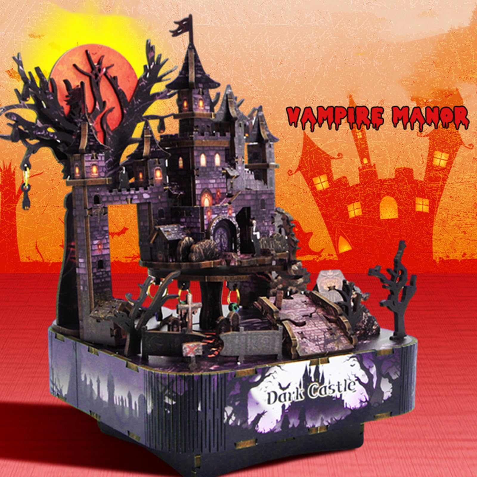 Carillon di legno artigianale di Halloween per decorazioni fai da te e spookys legno Halloween Music Box
