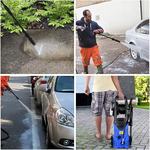 Miniatura 3 de Happygrill Lavadora a presión eléctrica, 2030PSI 1.6GPM máquina pulverizadora de alta presión con manguera de 16.5 pies, cepillo de lavado, botella