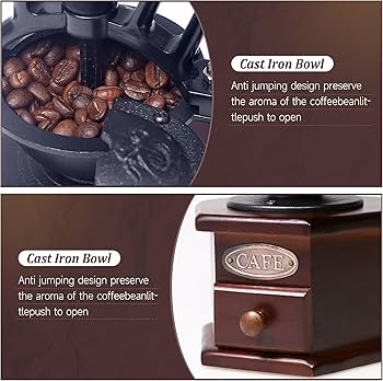 コーヒーグラインダー、アンティーク Amazon.com: Manual Coffee Grinder Vintage Wooden Coffee Bean