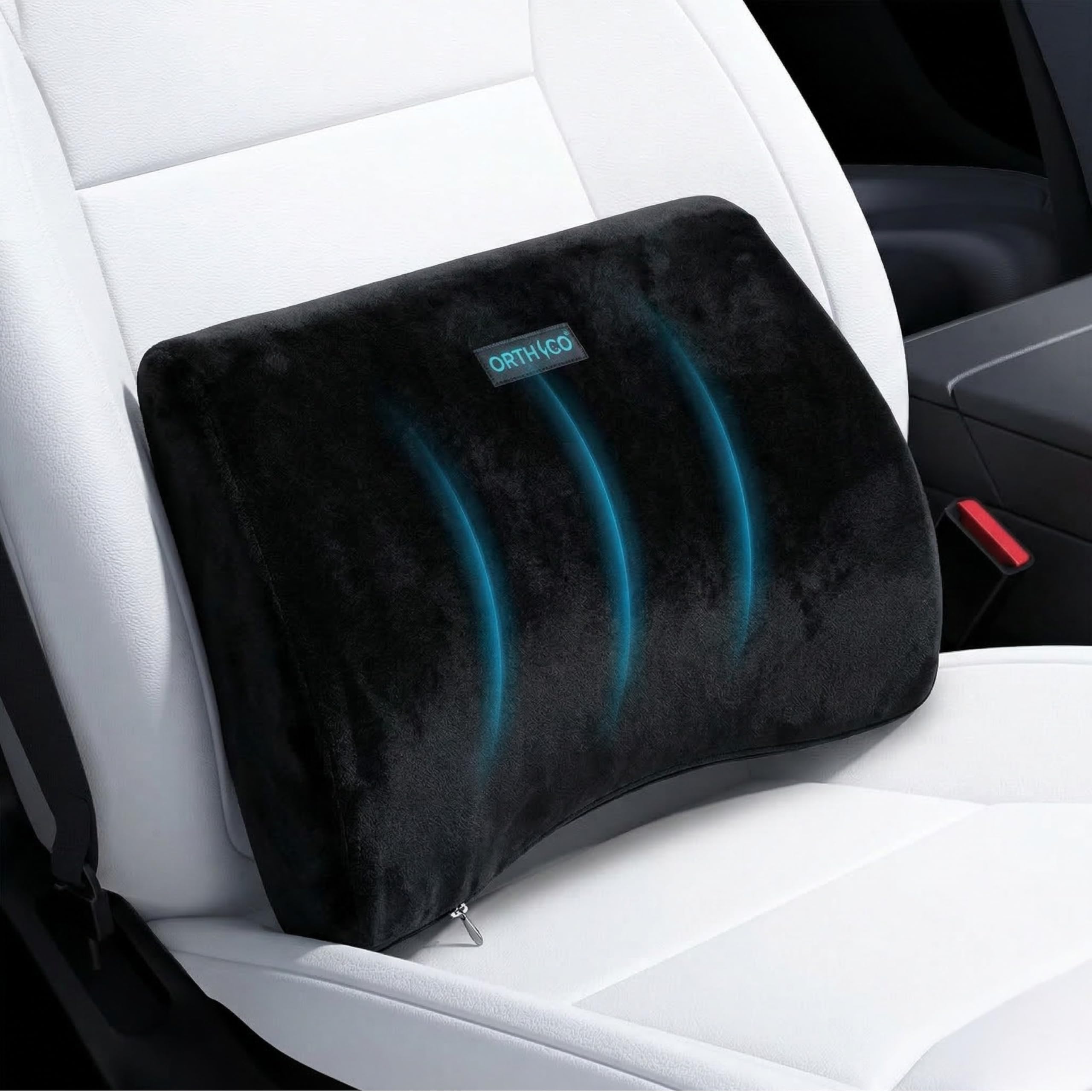 Lumbar Cushion Car Back Support, Slim Car Seat Back Support for Car Seat Cushions and Lumbar Support for Car, Portable Car Cushion for Office Chair and Home Seating-Black-image-24