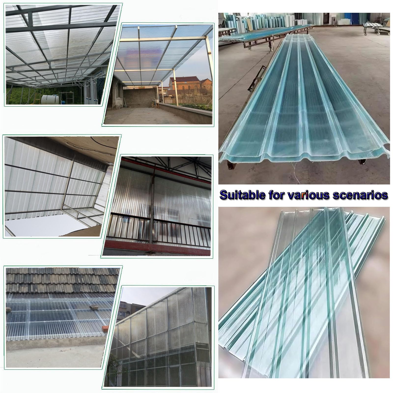 Planchas Transparentes Tejados,1mm Placa Ondulada FRP Para Exteriores,Placa De Iluminación Natural De Fibra De Vidrio,Chapa Ondulada Para Invernaderos,Chapa Ondulada (0.9×1.7m/35×67in,1pcs)