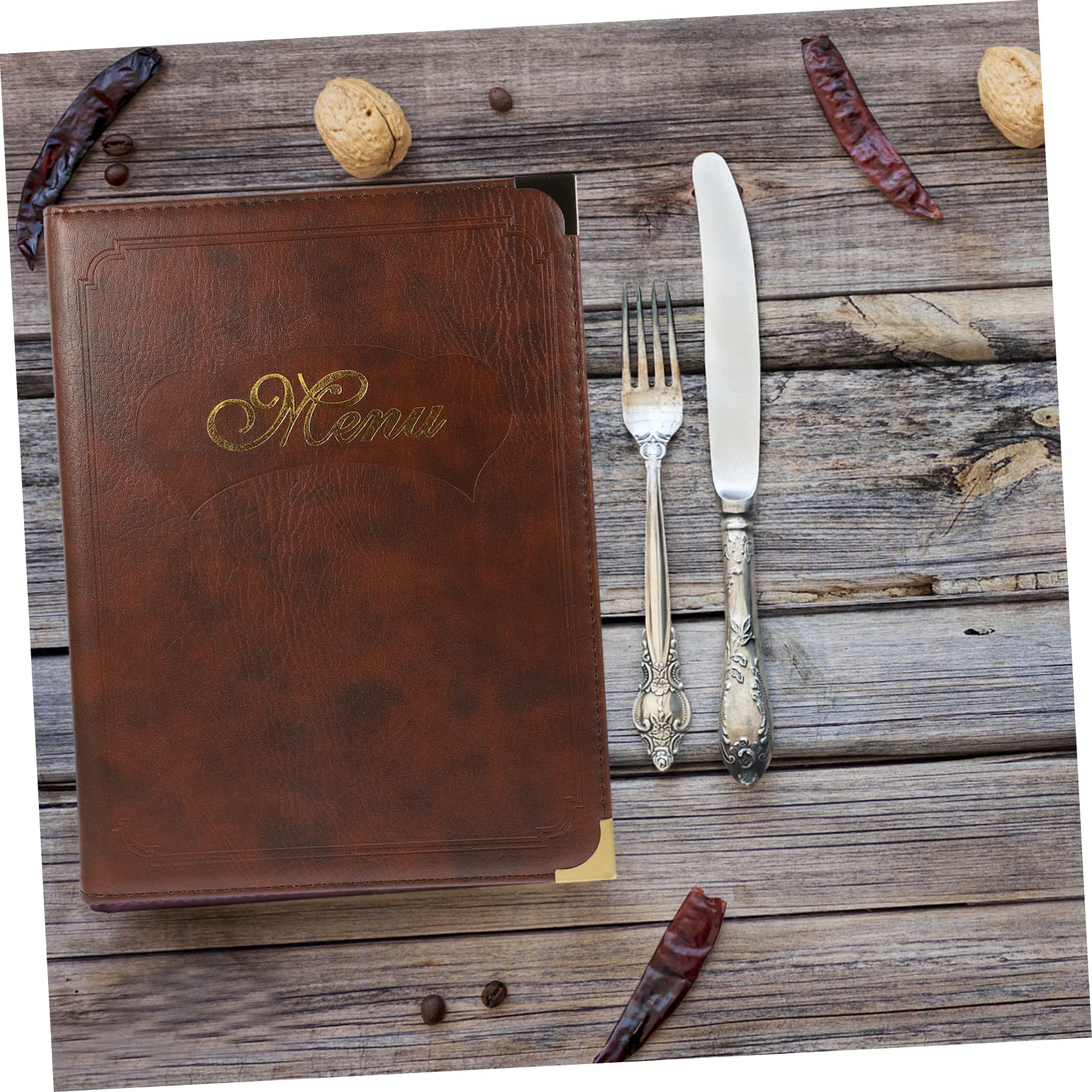 Alipis Carpeta Portamenús Multifuncional A4 De Piel Marrón Para Restaurantes, Soporte Resistente Para Orden De Comida, Protector Transparente Para Menú, Uso En Bares y Hogar