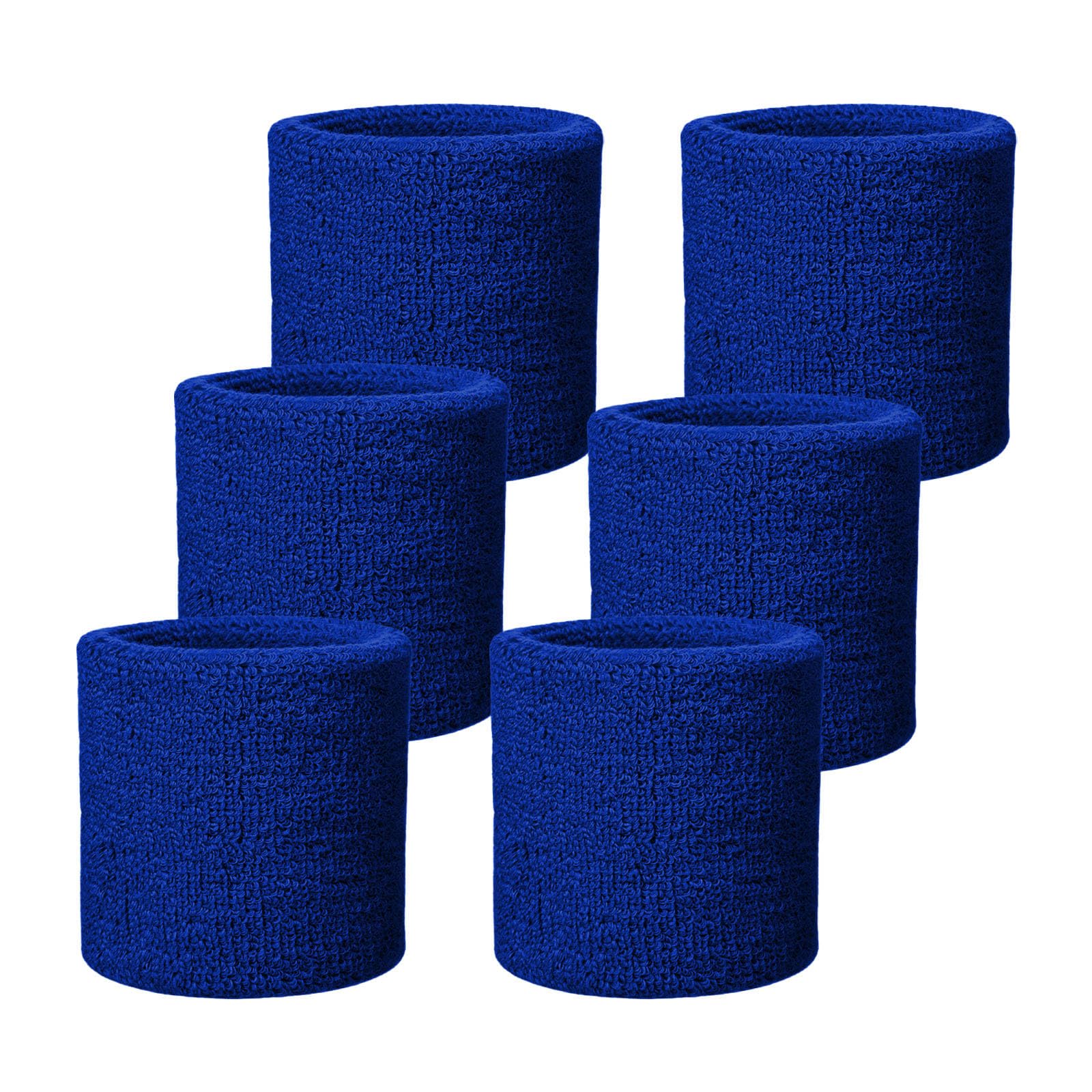 Fecawd Sweatbands for Men and Women, Breathable Absorbent Sweatband, Multipurpose Wristband for Basketball, Running, Gym, Training, Pack of 6 (Blue)