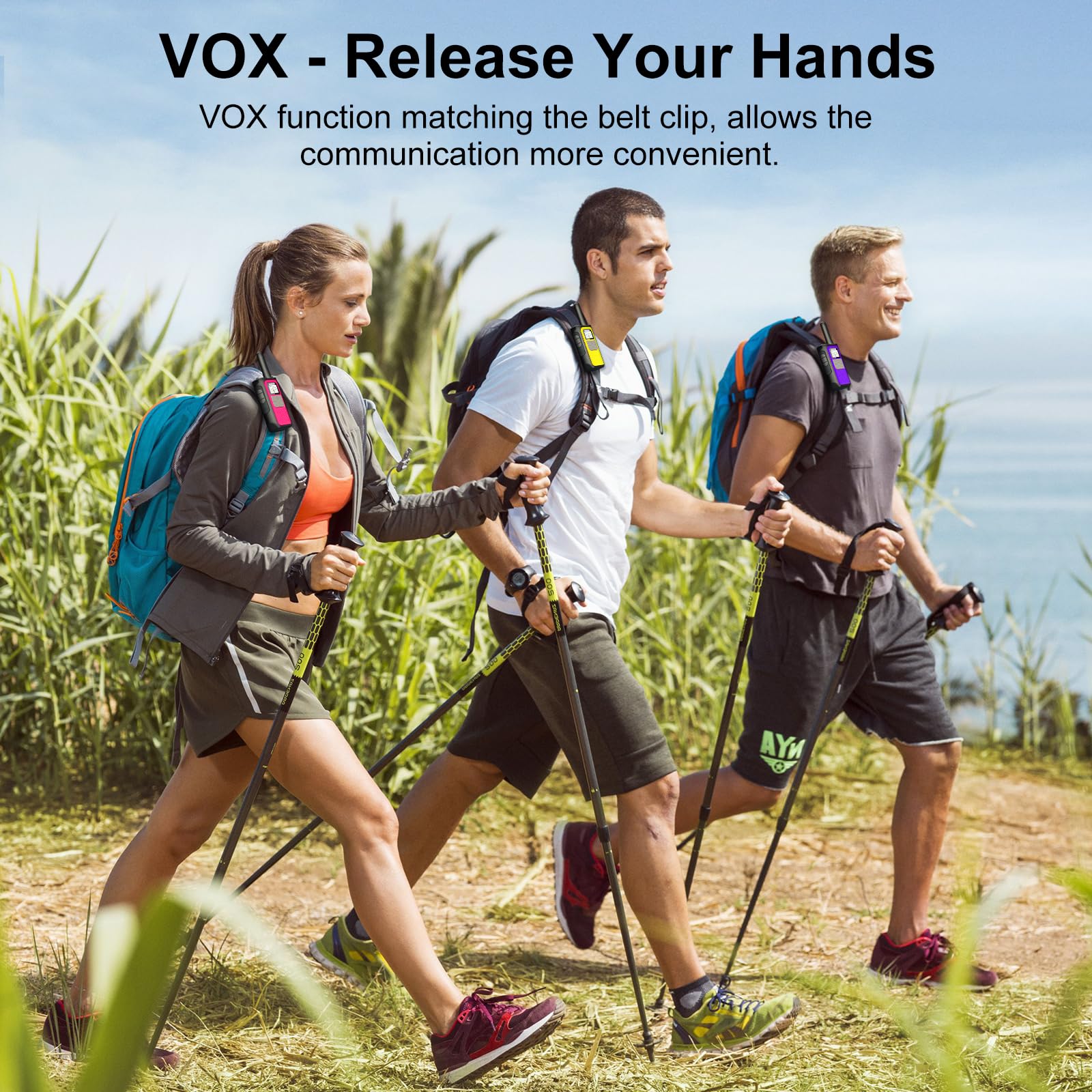 Walkie Talkies for Adults Kids, 3 Pack Rechargeable Walkie Talkies with 1200mAh Battery, Long Range 16 Channels Radios, Walky Talky with USB-C Cable, VOX-Hands free for Outdoor Camping Hiking — view 6