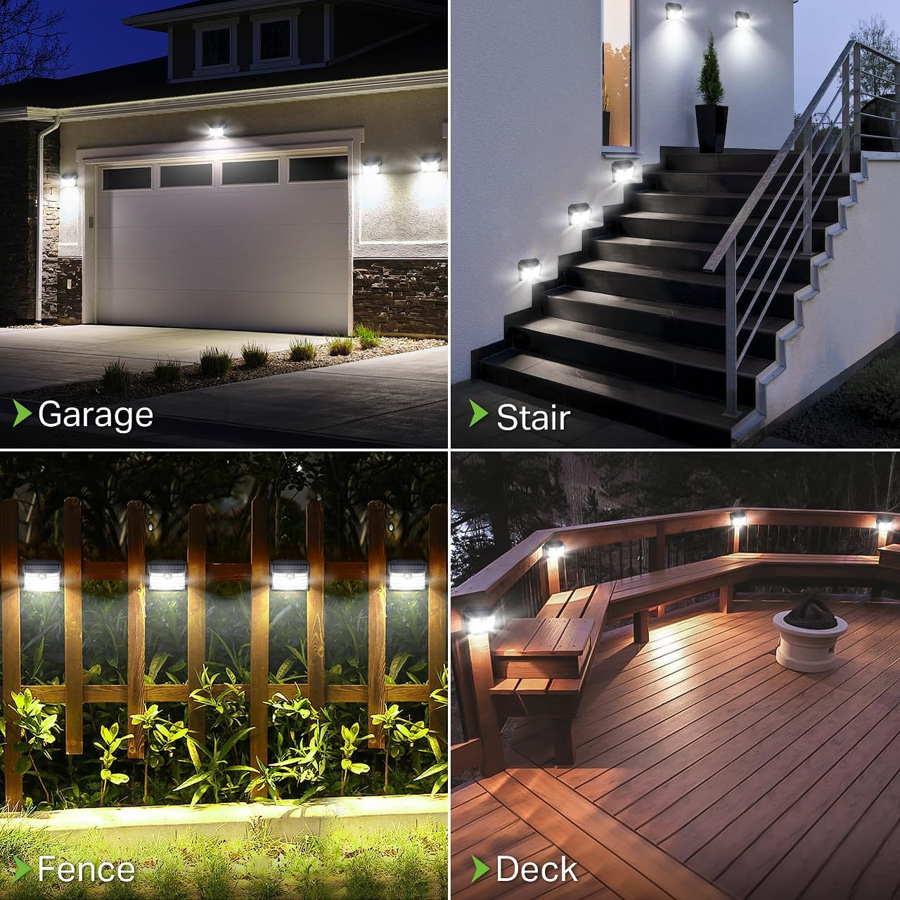 Claoner 126 LED Luce Solare LED Esterno,【6 Pezzi/ 3 Modalità】 Luci Solari Esterno con Sensore di Movimento IP65 Impermeabile Lampada Solare da Esterno per Giardino, Recinzione, Scale, Ponti, Garage 6500k Luce Bianca Naturale 6 Pezzi - Immagine 3