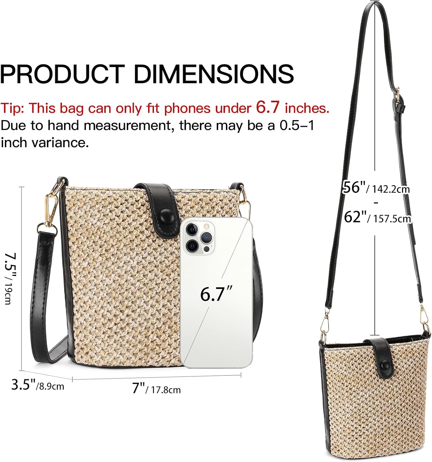 RNIEGA Small Straw Crossbody Bag for Women Woven Summer Shoulder Phone Purse Beach Handbag for Vacation