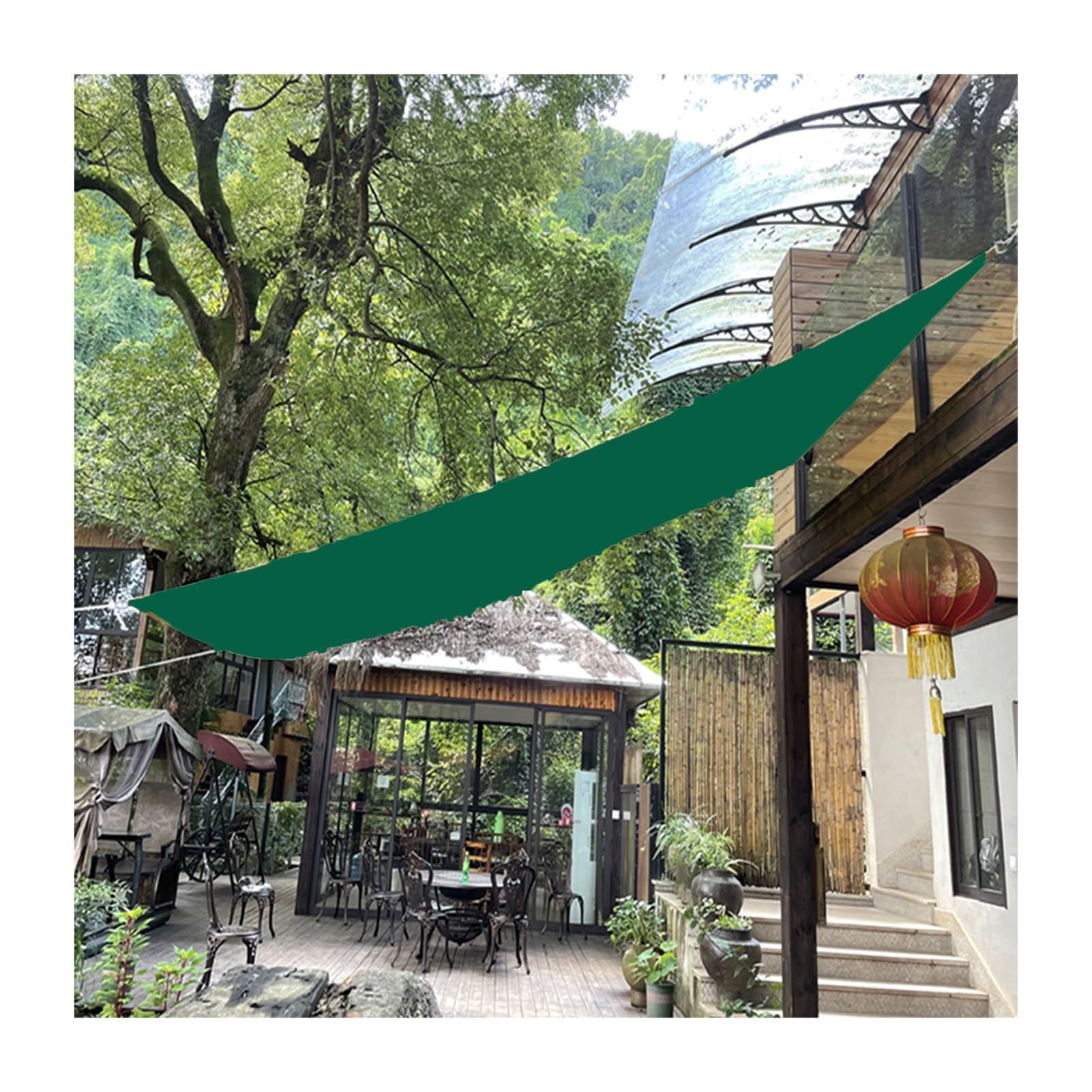 Voile d'ombrage incurvé 3,5x3,5m en toile tendue résistante pour terrasse et jardin