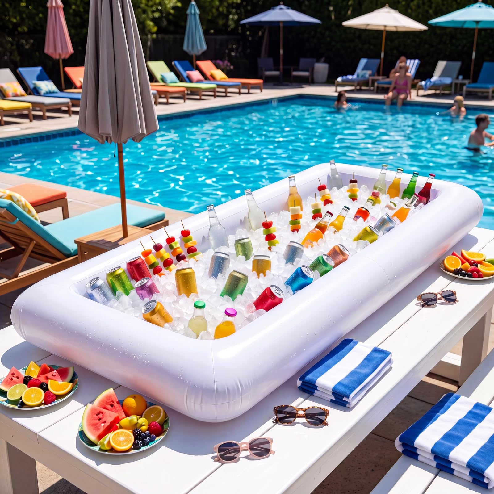 3PCS Inflatable Serving Trays Salad Ice Bar Food Drink Containers - BBQ Picnic Pool Party Supplies Buffet Luau Cooler,with a Drain Plug — Amazon image 6