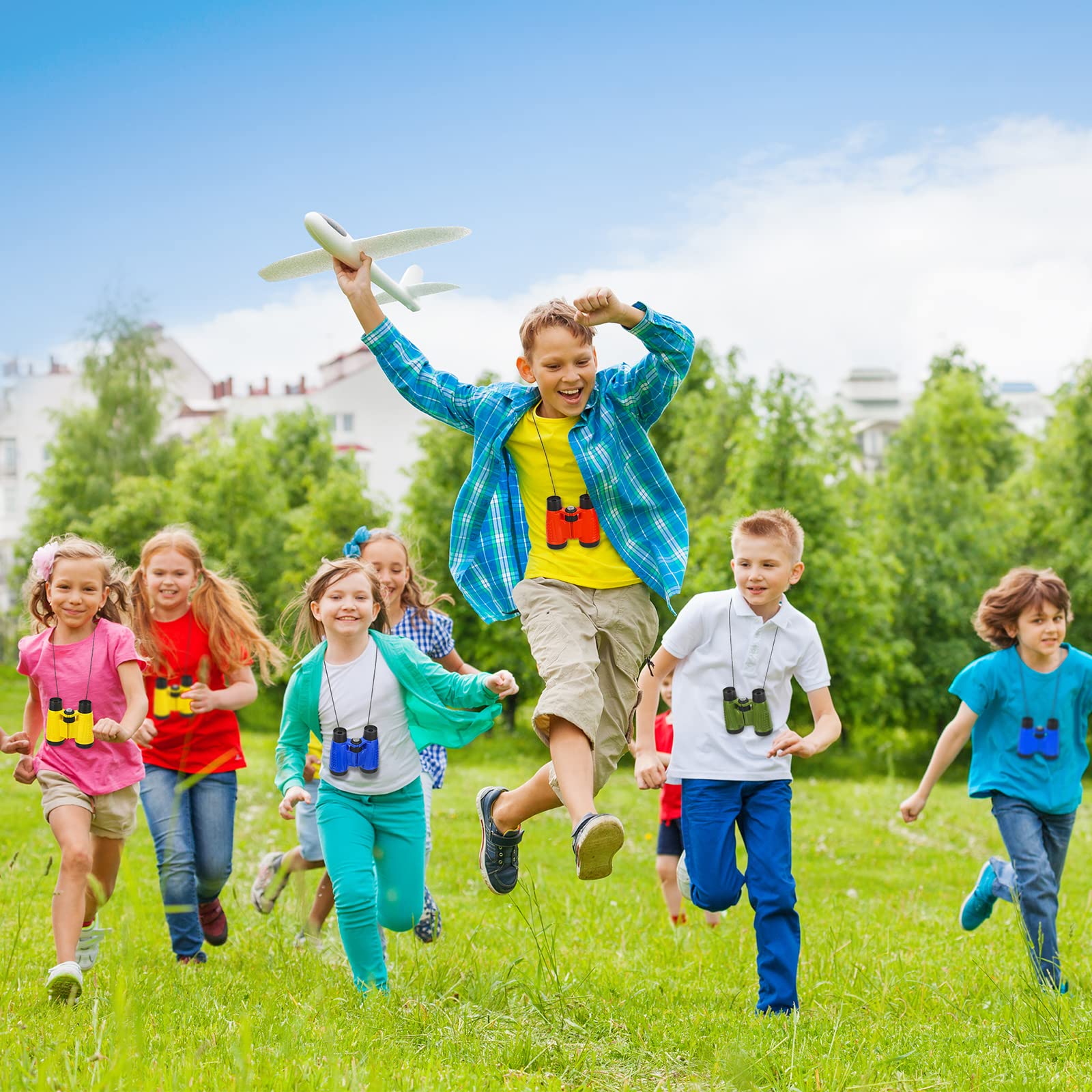 Paquete de 50 prismáticos para niños y niñas, pequeños y compactos de juguete con correa para el cuello, regalos de fiesta, juguetes de exploración de la naturaleza para observación de aves, 6