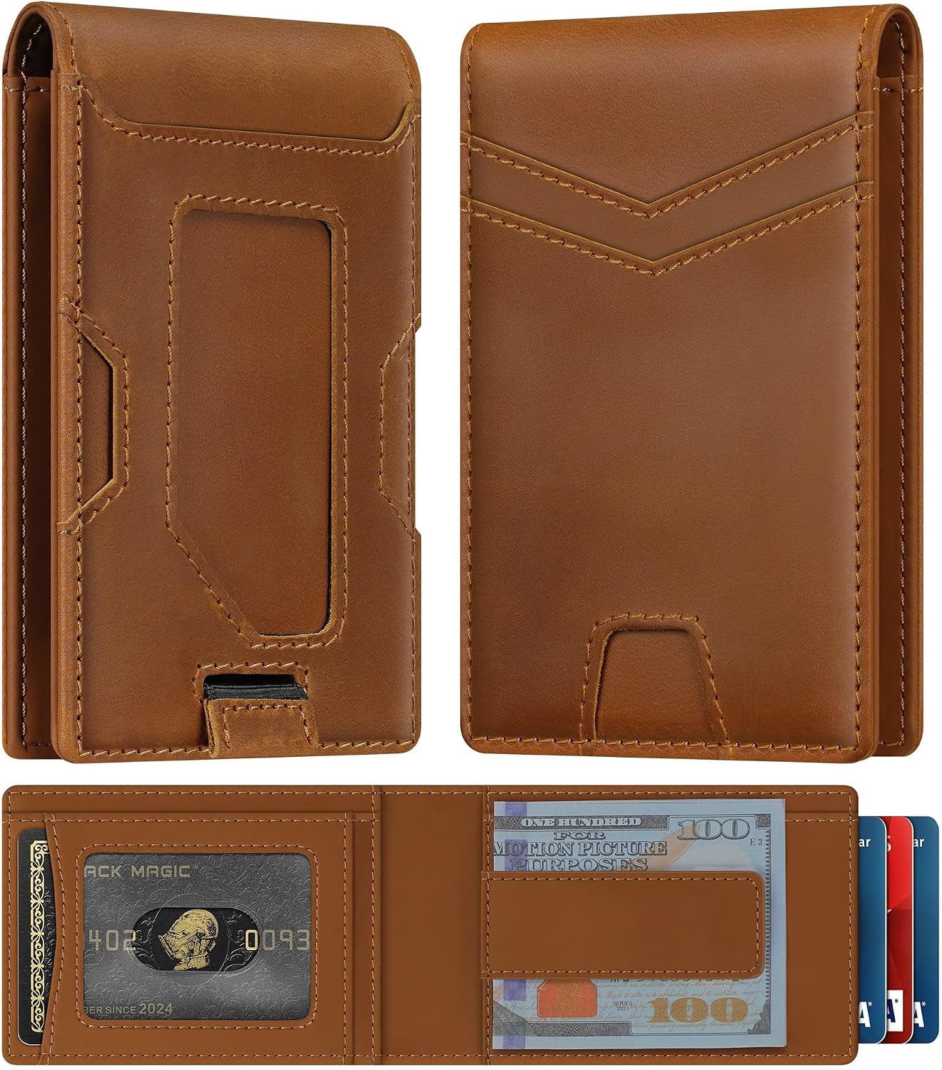 furid Slim Genuine Leather Wallet: Thin RFID Wallet 12+ Card Hold