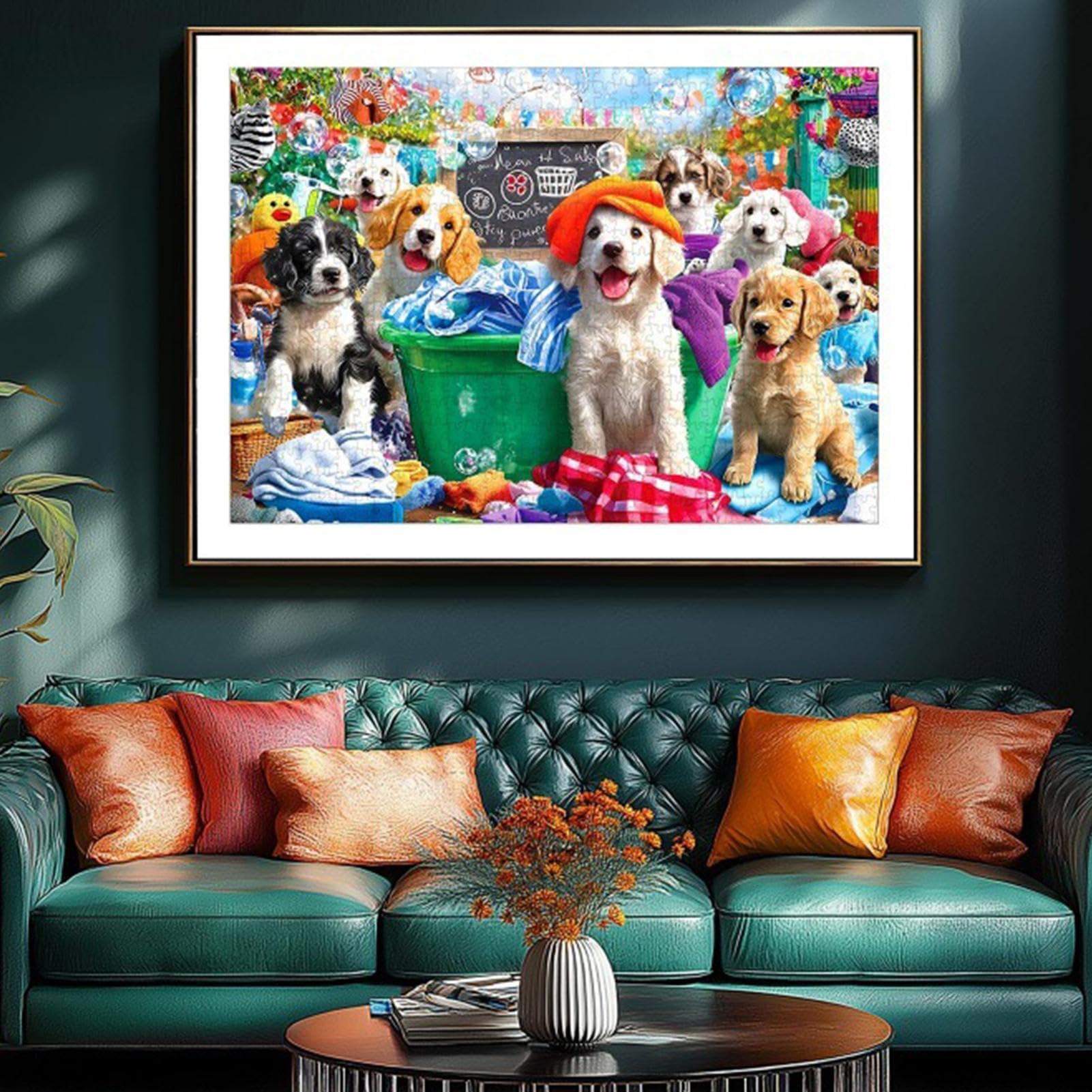 Puzzle per Adulti con Soggetto Canino Rilassante Con Design Di Lavanderia A | Puzzle da Mille Pezzi Incastrabili con Lettere sul Retro Per Anziani, Famiglia, Donne, Attività Di E Arredam