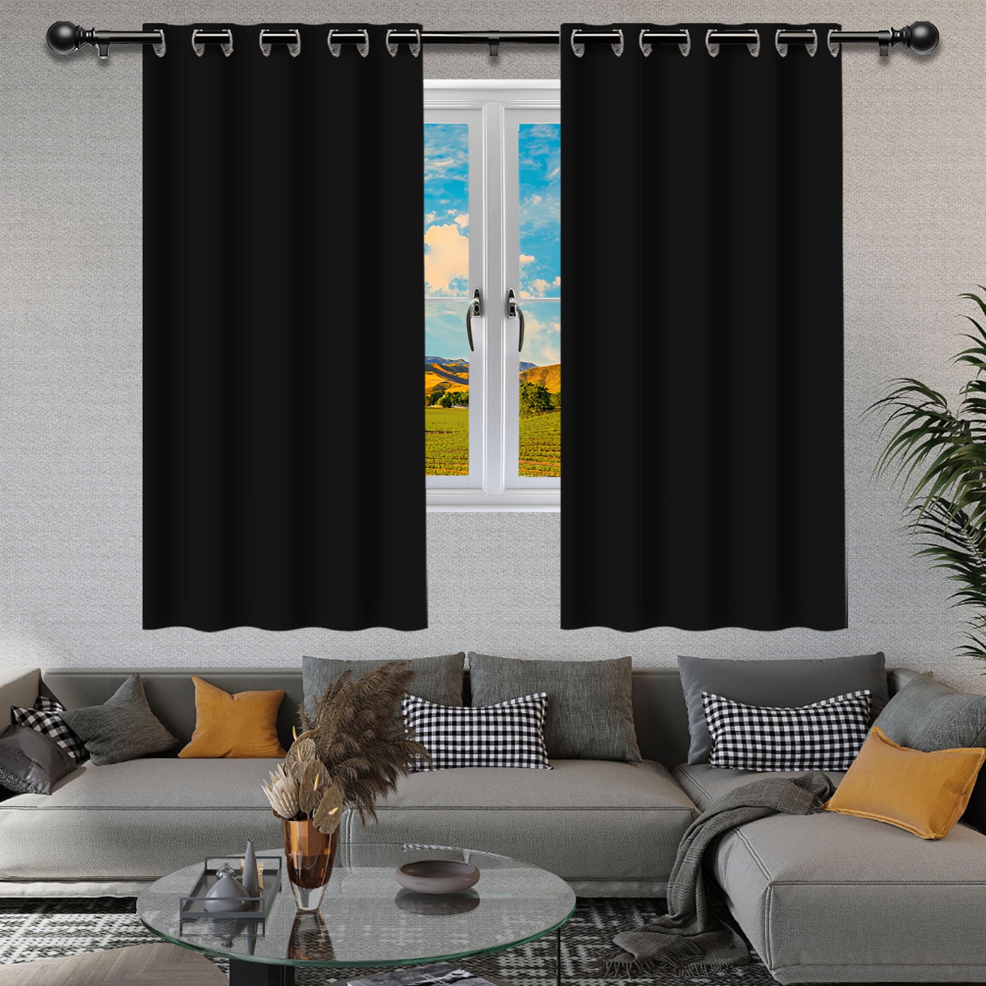 Rideaux occultants 230x225 double draperies anti chaleur noir