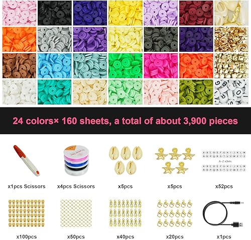 Miniatura 2 de Electric Clay Bead Spinner Kit with 4172 PCS Clay Beads, Clay Beads Spinner with Needle and Thread for Making Waist Beads Bracelets Jewelry Making