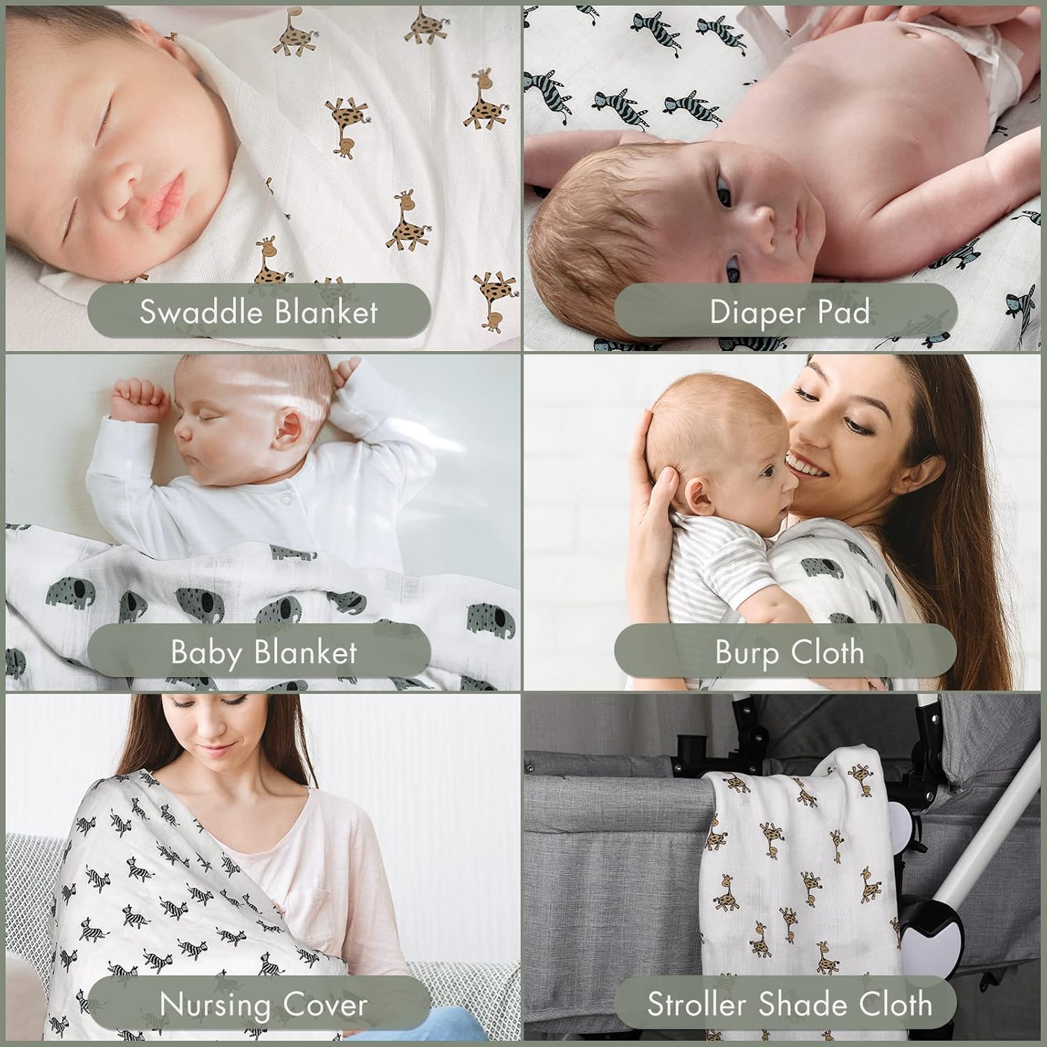 81bBLrXFiKL._AC_SL1500_ GLLQUEN BABY Muslin Squares Cloth for Baby, 6pack 70cm x 70cm Cotton Burp Cloths for Newborn, Absorbent & Breathable and Ideal to Clean, Wipe & Cover Newborns