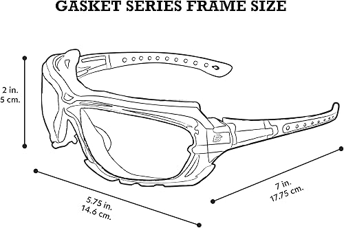 Miniatura 8 de Birdz Gafas de sol acolchadas de seguridad para motocicleta, montura negra, con lente transparente