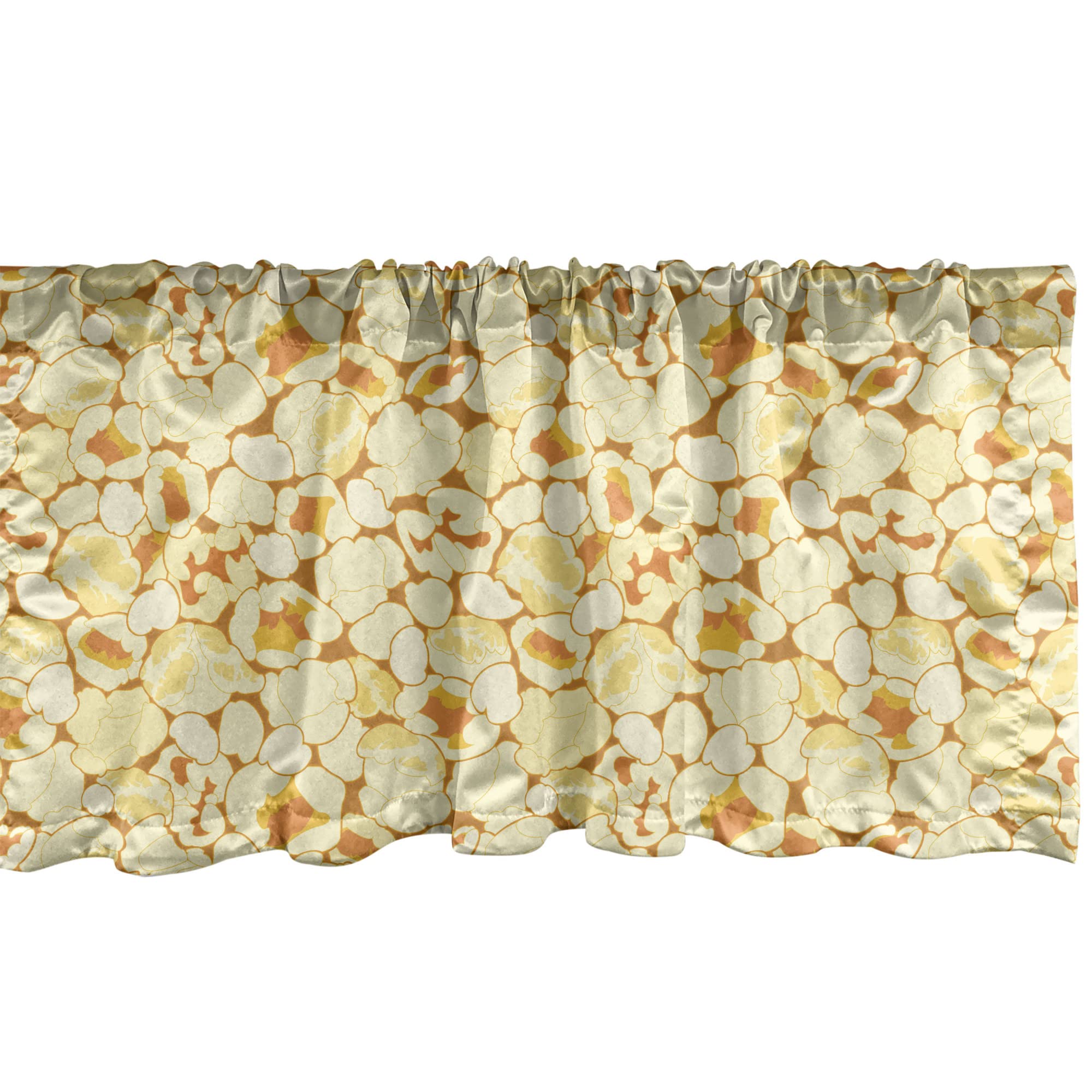 Lunarable Butter Yellow Window Valance Pack of 2, Close up Pattern of Popcorn Silhouettes, Rod Pocket Curtain Valances for Kitchen Bedroom, 54