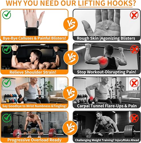 Miniatura 5 de Ganchos de levantamiento de pesas, 330 libras de alta resistencia para levantamiento de pesas para levantamiento de pesas, para levantamiento de