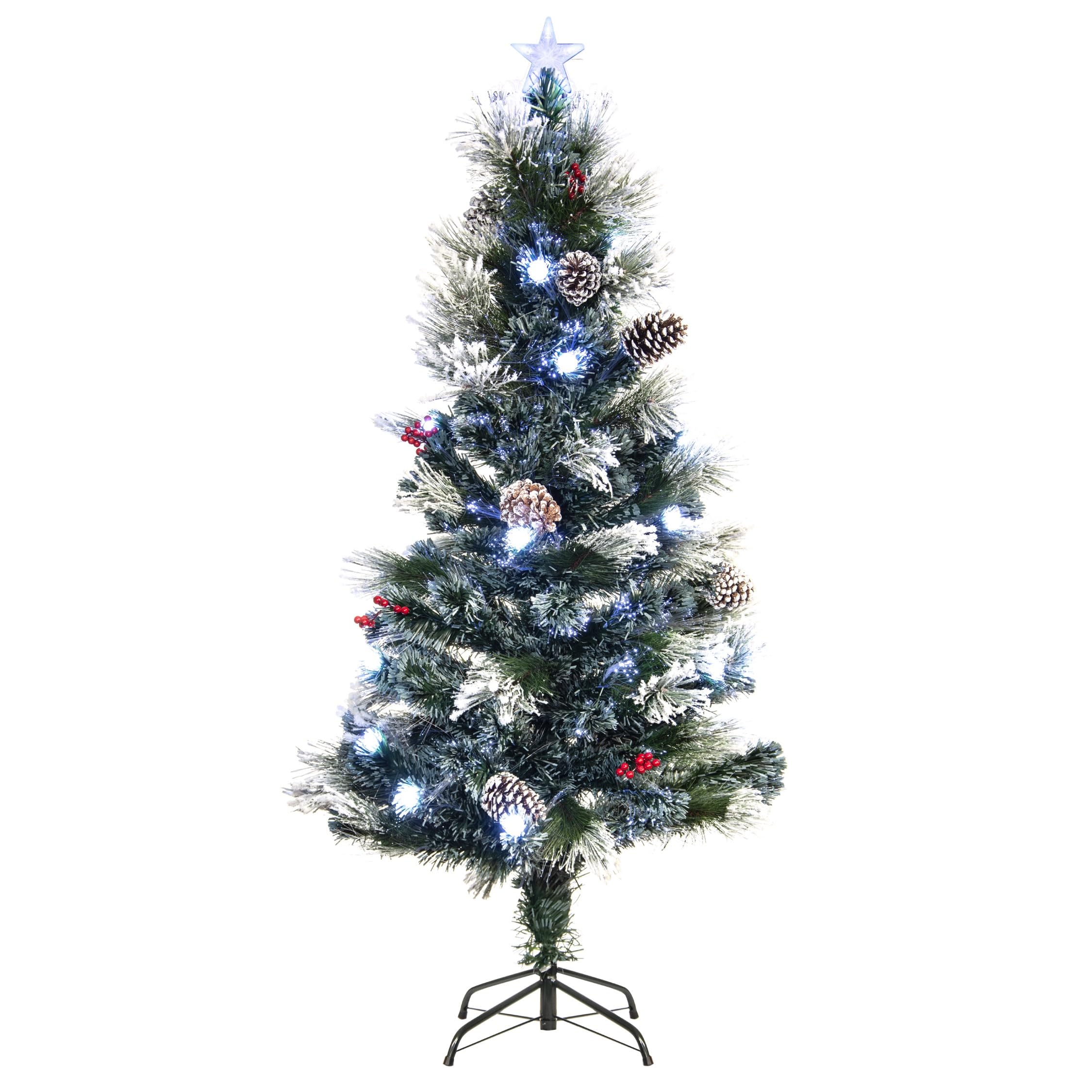 Christmas Tree World | 7ft Artificial Pre-lit Snowy LED Frosted Pine | Natural and Realistic Look with Bushy and Luxury Quality PVC Tips | Easy to Assemble and Take Down | 80cm Diameter