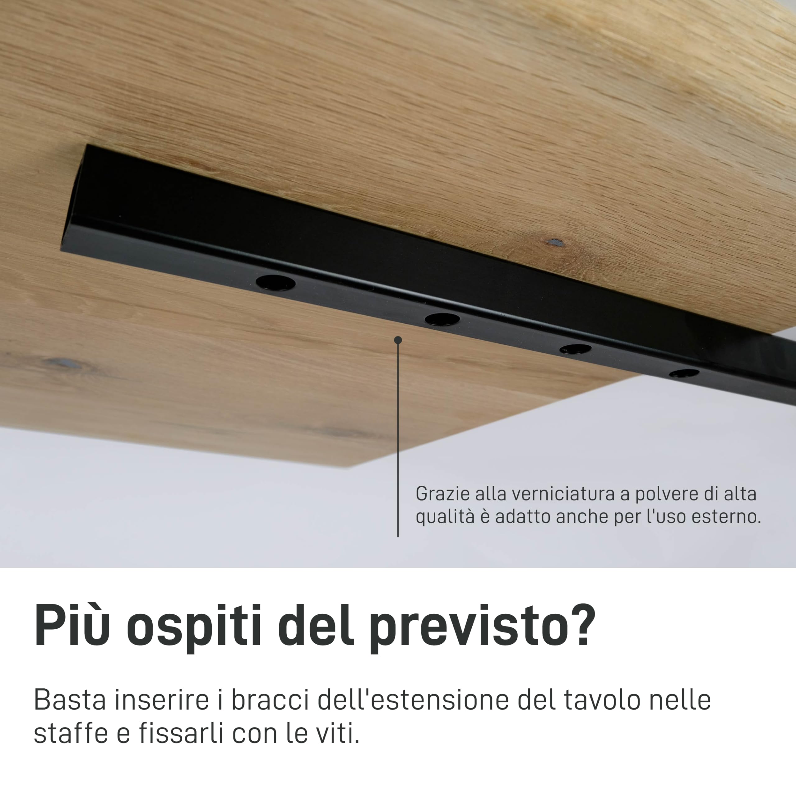 Natural Goods Berlin - 2 prolunghe per piano del tavolo da pranzo, scrivania, tavolo da conferenza, tavolo da cucina, montaggio semplice (60 cm, nero)