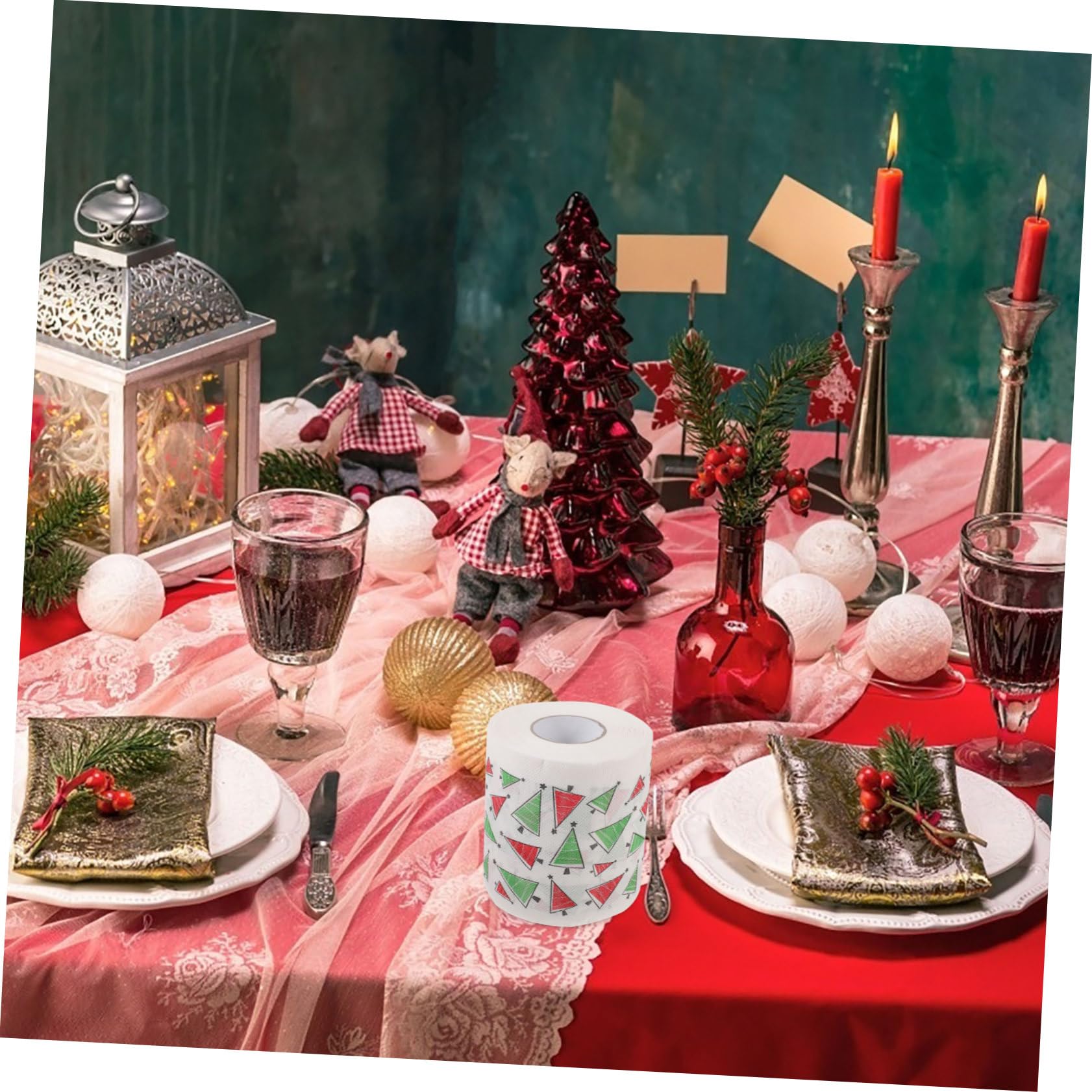 5rollos Servilletas Desechables De Papel Grueso con Estampado Navideño con Diseño Creativo Papá Noel Árbol y Regalos Aptas para Decoración De Fiestas y Uso Higiénico Navidad