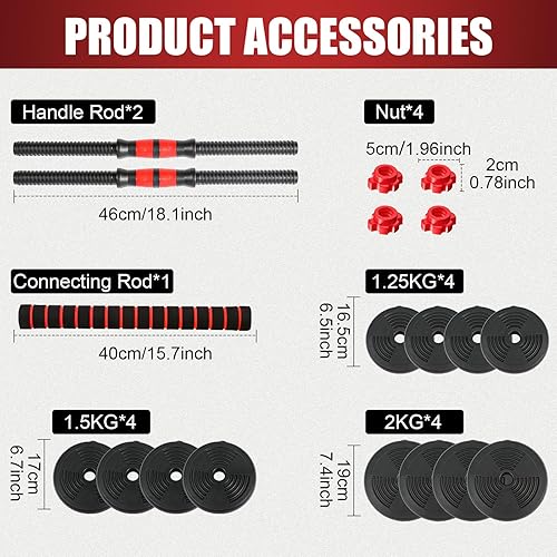 Miniatura 2 de Juego de mancuernas ajustables, para hombres y mujeres, juego de pesas libres para fitness, equipo para el hogar, juego de pesas ajustables 3 en 1