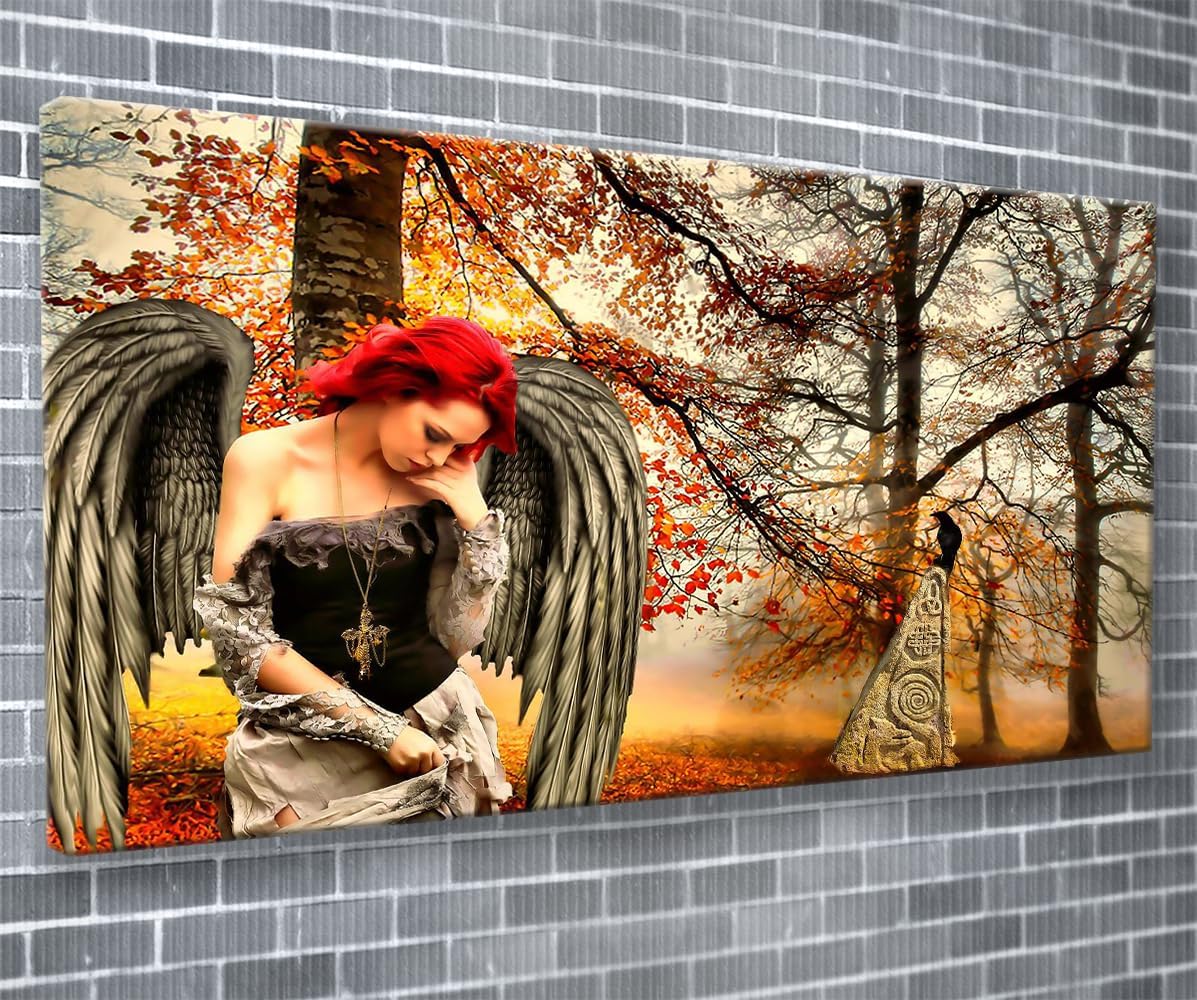 Gothic Angel Panoramic Canvas Print XXL Picture 50 inch x 20 inch Over 4 foot wide x 1.5 foot high Ready to Hang Stunning Quality