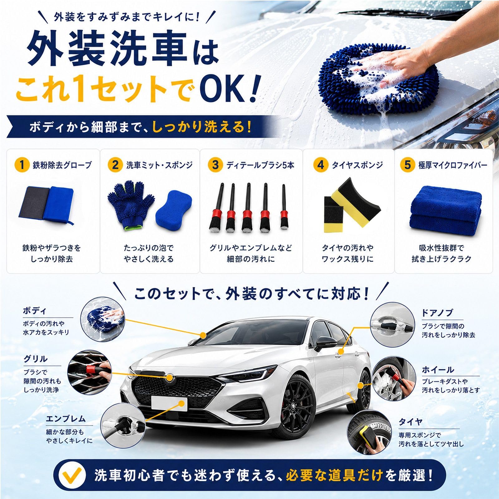 Amazon | ピットライフ 洗車セット 13点 洗車用品セット 初心者向け