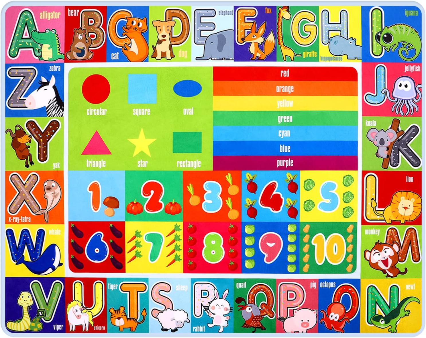 Garneck Educational Rug 140x110cm: ABC Rug, Learning Carpet Play Rug Mat Play Area Rug, Educational Playroom Rug, Non- Slip Play Rug, Floor Mats Carpet, Learning Rugs for Playroom