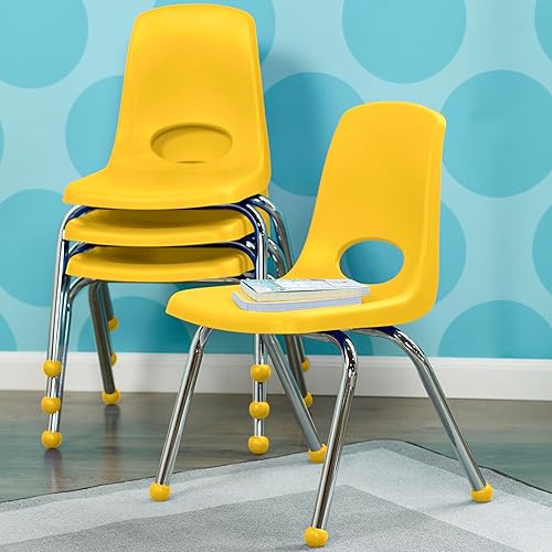Miniatura 63 de Factory Direct Partners 10355-BL Silla escolar apilable de 10 pulgadas, asiento apilable para estudiantes con patas de acero cromado y rodamientos
