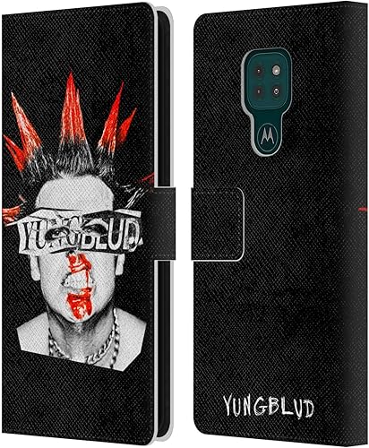 Head Case Designs Officially Licensed Yungblud Face Graphics Leather Book Wallet Case Cover Compatible with Motorola Moto G9 Play