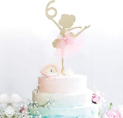 Miniatura 4 de Decoración para pastel de bailarina de ballet, de 6 a 9 años, decoración de fiesta de cumpleaños