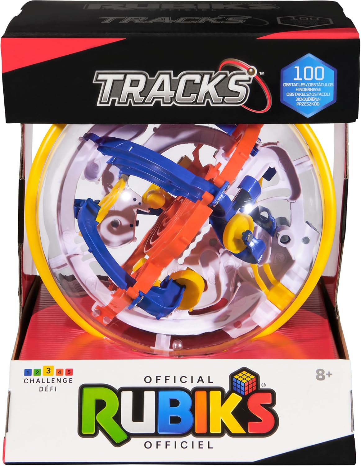 Rubik's Cube Rubik's Tracks 100 3D Gravity Maze and 3D Puzzle Game with 100 Obstacles, Problem Solving, Challenging Brain Teaser, Fidget Toy, Age 8+