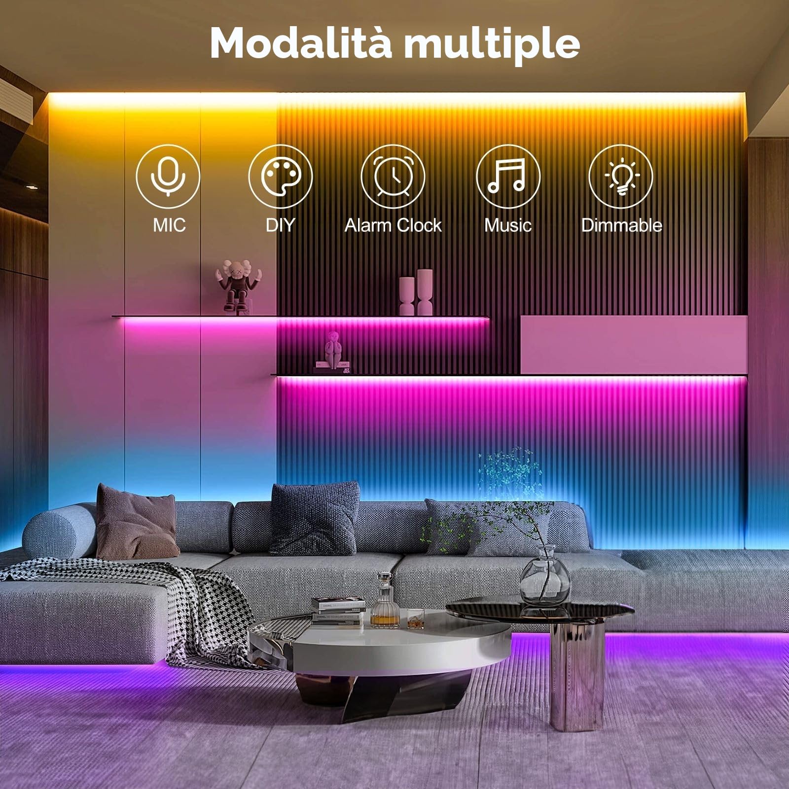 LUXONIC Impermeabile Striscia LED 10m(2X5M), 60 LED/m, 600 LED Super Luminoso, 24V 5050 RGB Esterna Flessibile Luci LED Colorate, APP e Telecomando, Sincronizzazione Musicale, per Cucina, Feste, Bar