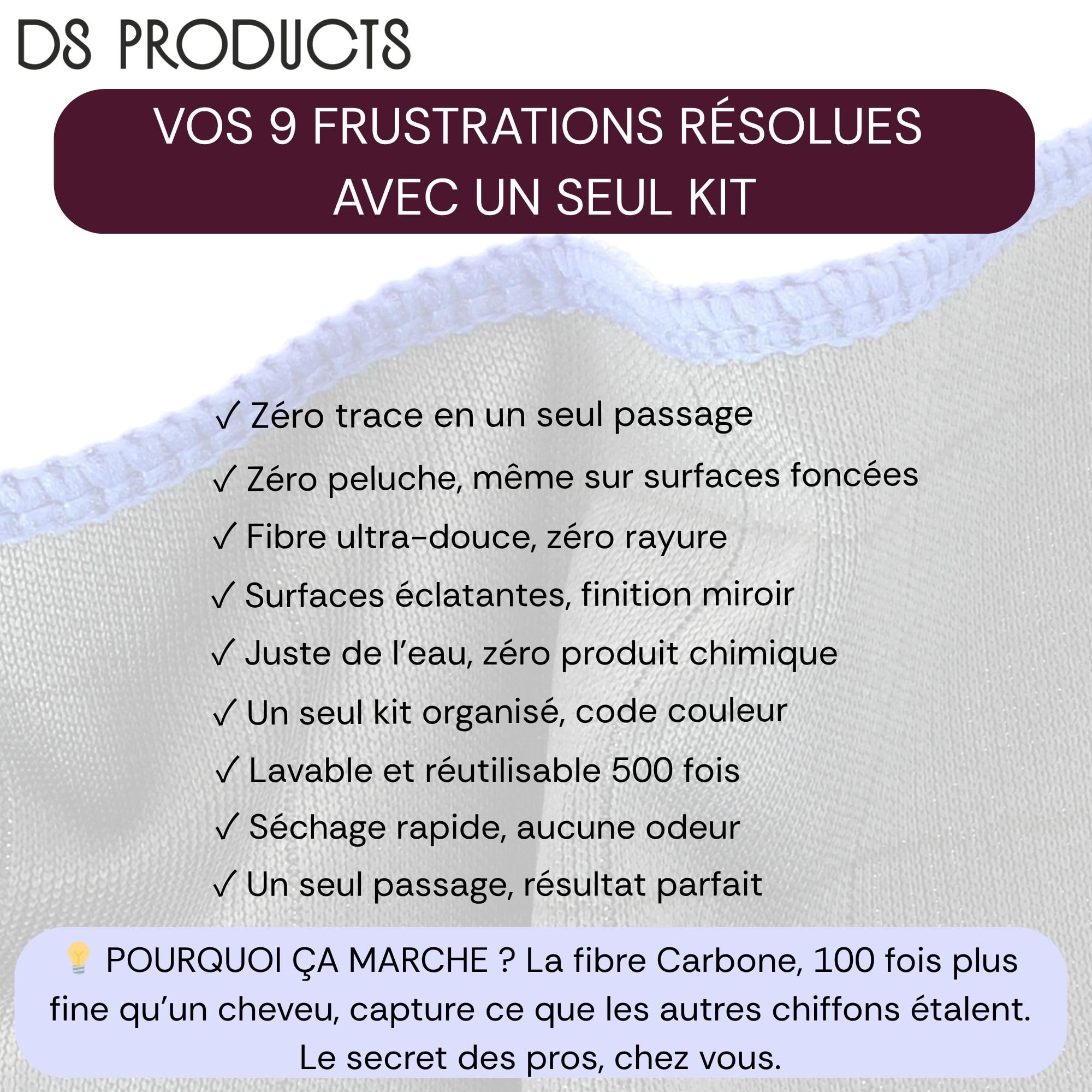 5X Lingettes Microfibres de Carbone 410GSM-Chiffon Magique Vitre Miroir Sans Trace Sans Peluche Réutilisable Multi Usage-Voiture Professionnel-Auto Moto Anti Rayures–Lavettes Absorbant