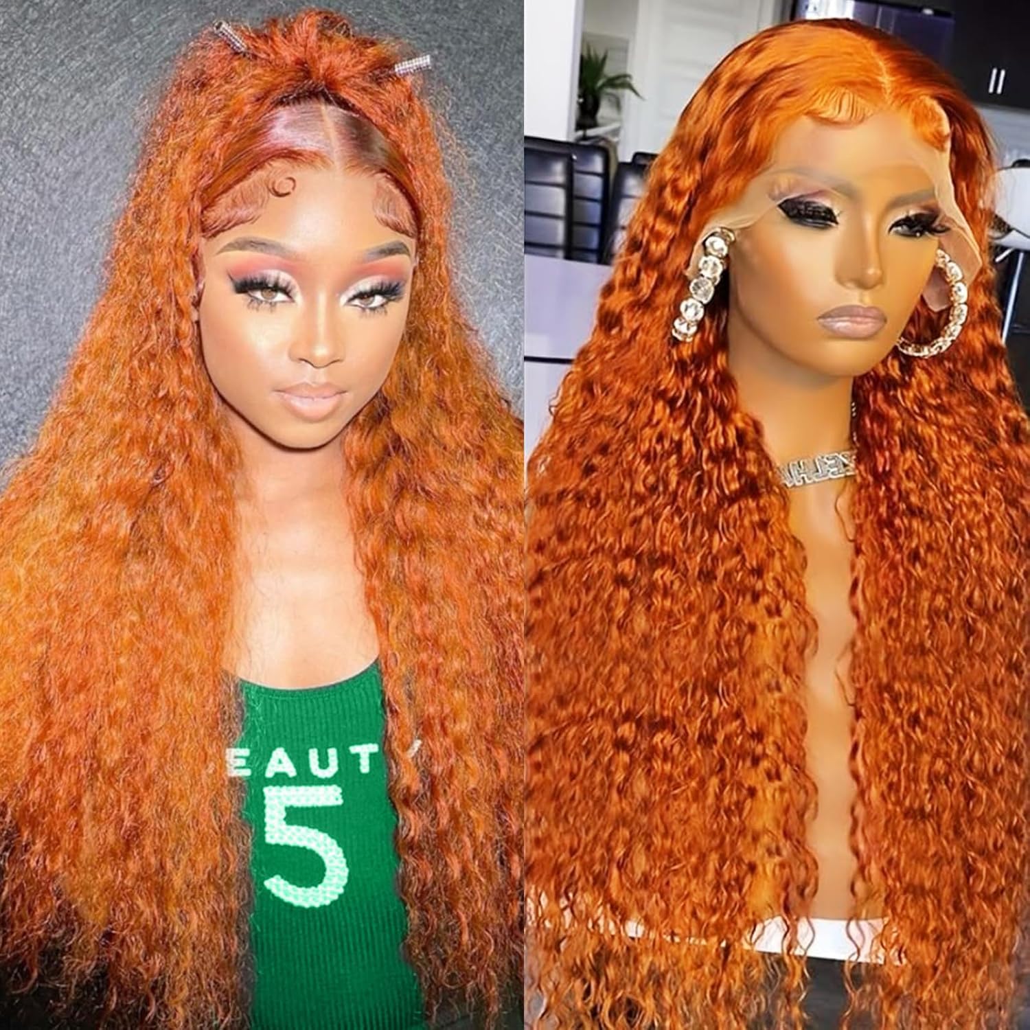 Hoiloxa 30 Inch Ginger Lace Front Wigs Human Hair 13x6 Deep Wave Wig Orange Ginger Wig Human Hair Pre Plucked 350 Deep Curly Hd Lace Front Wigs for