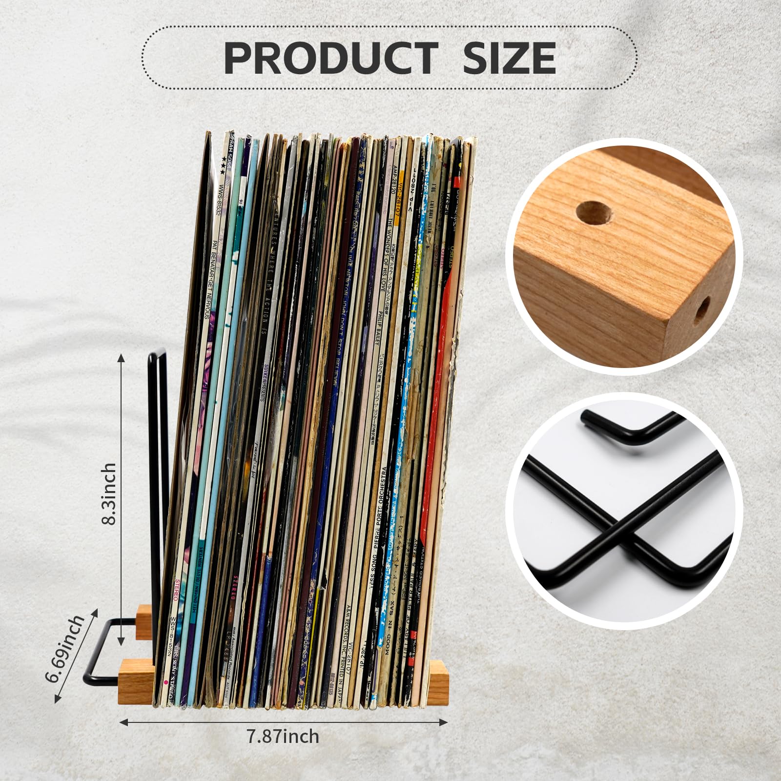 40 LP Vinile Record Storage Solid Cherry Wood Vinyl Record Holder (ferro) | Scaffale di esposizione del record dell'organizzatore della rivista per gli album