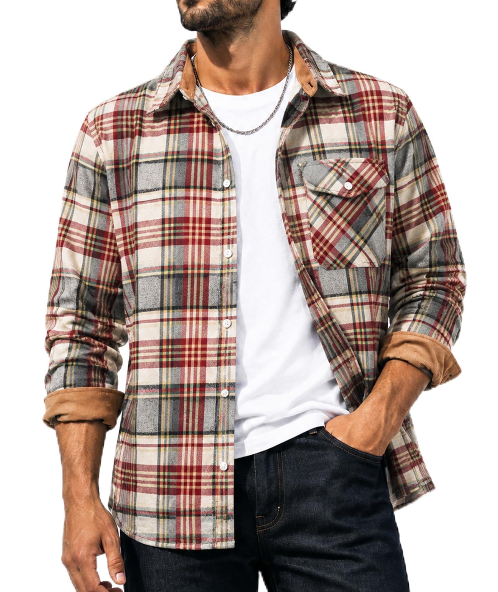 SwissWell Camicia Flanella Uomo a Quadri Felpe Manica Lunga | Camicia Quadri Uomo Flanella Casual Maniche Lunghe Camicia Boscaiolo Felpe Felpata Autunnale Invernale per Outdoor Sportivo