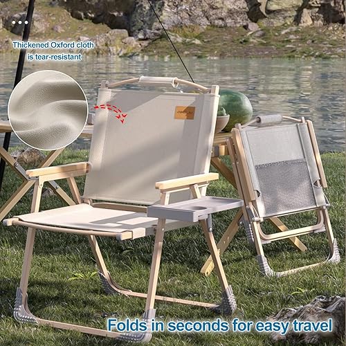 Miniatura 3 de 2 Pcs Folding Chairs with Side Storage Tray, Outdoor Foldable Chair with Storage Net Bag, Lounge Chair for Fishing Hiking Beach Patio(Black,Large)
