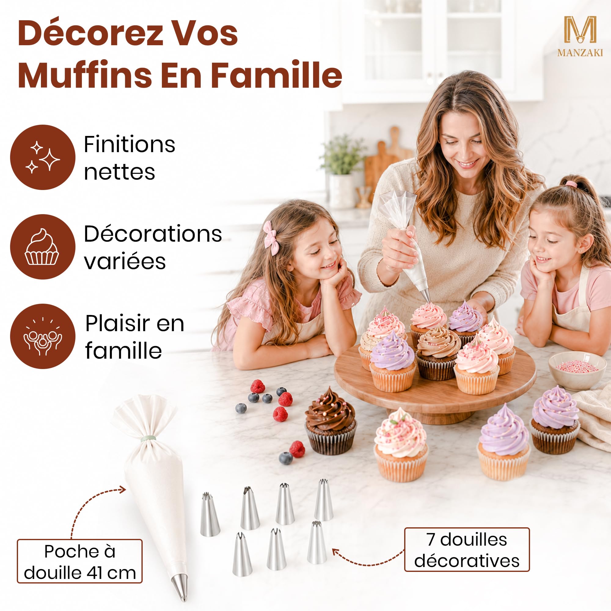 Machine à Churros Inox — Churros & Chichi Croustillants en Quelques Minutes — Appareil avec Poche à Douille Pro 41 cm — Presse à Biscuits Tunisiens — Sans BPA Certifié LFGB — 9 Disques 7 Douilles