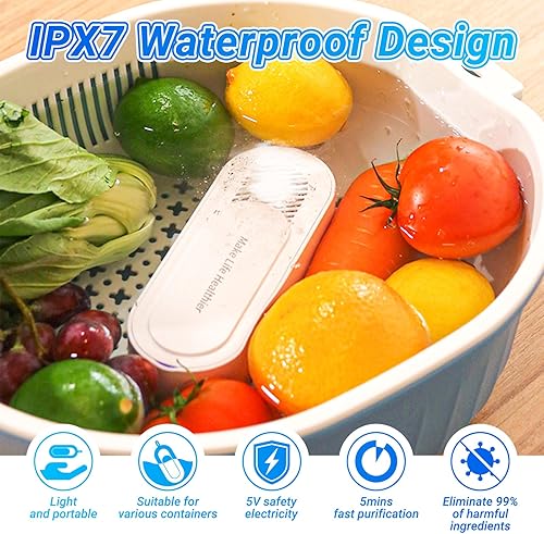 Miniatura 3 de Lavadora de frutas y verduras, limpiador de frutas y verduras recargable por USB, dispositivo limpiador de frutas portátil en agua, purificador de