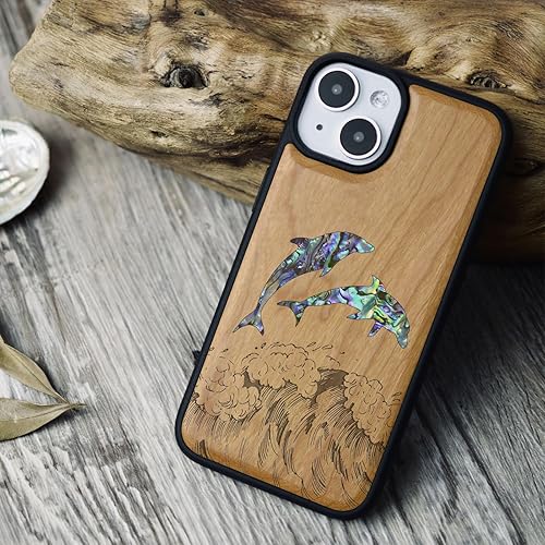 Miniatura 4 de Carveit Funda magnética protectora de madera de diseñador para iPhone 14 grabado de madera e incrustaciones de carcasa compatible con iPhone 14