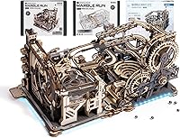 ROKR 3 in 1 Electric Wooden Marble Run 3D Puzzle for Adults - Motorized Wood Model Kit, Spaceport & Night City, Ideal Gift for Men & Boys