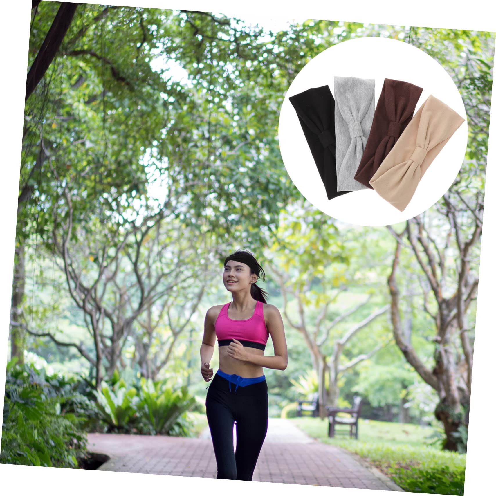 FRCOLOR 12piezas Anudadas Para Mujer Juego De Turbantes Elásticos De Algodón Maquillaje y Spa Negro Beige Gris