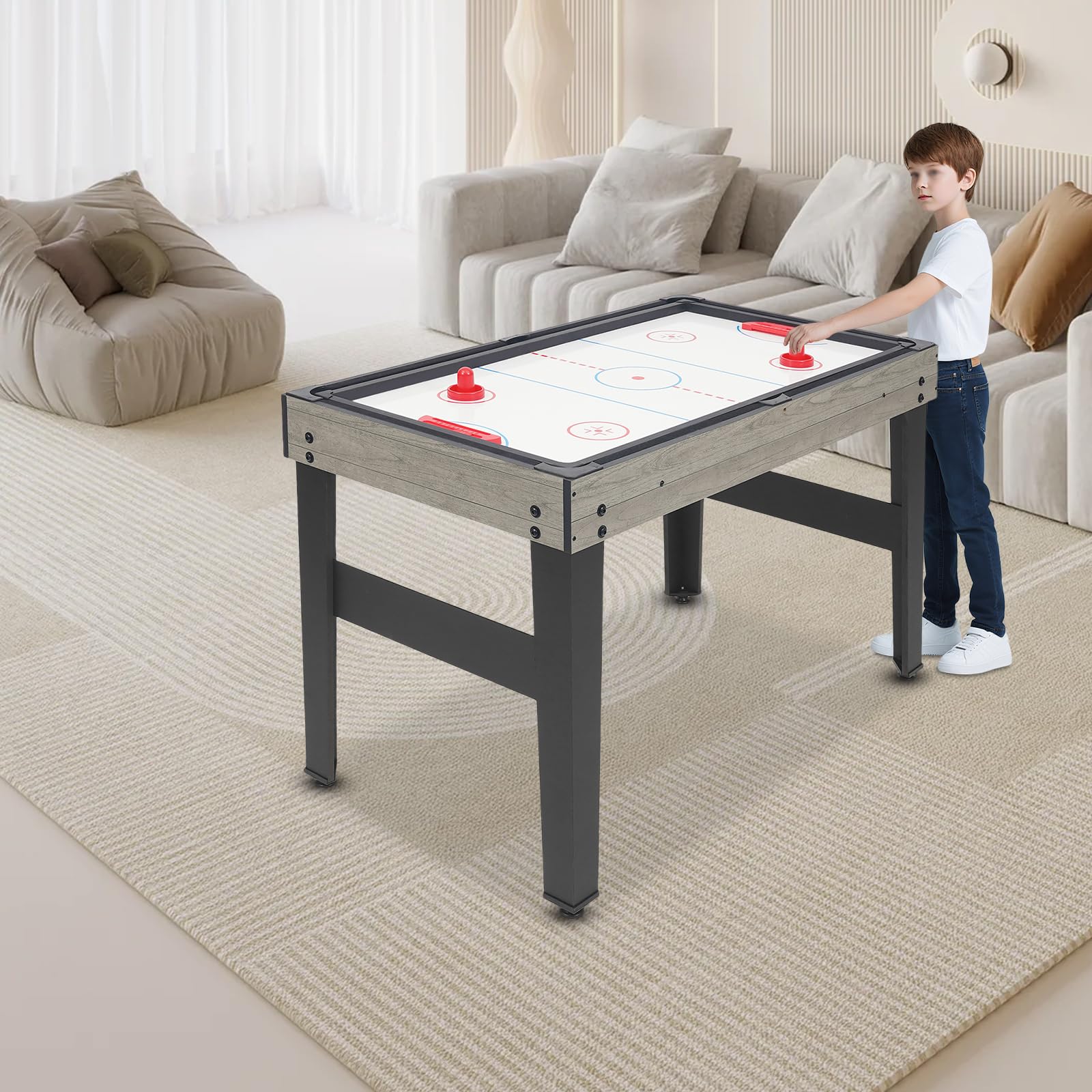 Mesa de juego 10 en 1, 122 x 60 x 80 cm, mesa multifunción con futbolín, mesa de ping pong, mesa multijuego 10 en 1 para niños y adultos, robusta mesa de tablero DM con compartimento de almacenamiento
