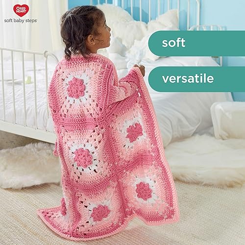 Miniatura 5 de Red Heart Soft Baby Steps - Hilo de fresa, paquete de 3 unidades de 4.97 oz5 onzas, acrílico, 4 medianos (peinado), 256 yardas, tejido, ganchillo y