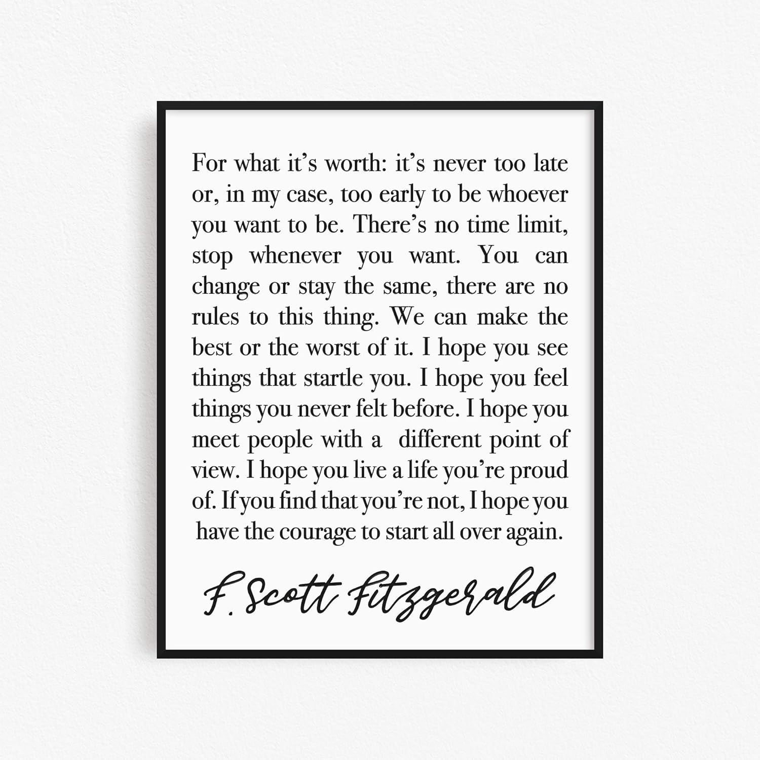 For What It's Worth F. Scott Fitzgerald Wall Decor